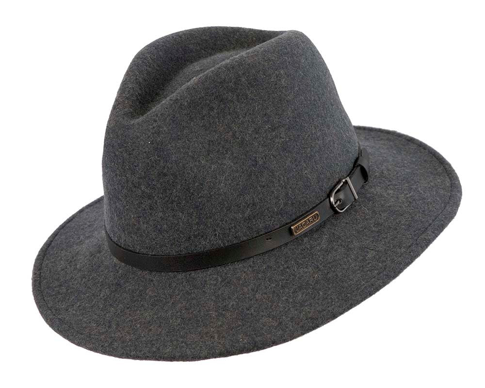 Unisex Dark Grey Fedora Felt Wide Brim Foldable Hat