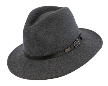Unisex Dark Grey Fedora Felt Wide Brim Foldable Hat