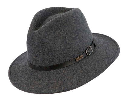 Unisex Dark Grey Fedora Felt Wide Brim Foldable Hat