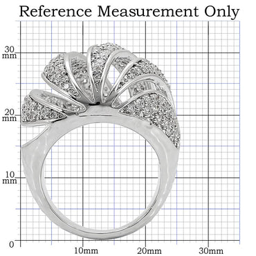 1W019 - Rhodium Brass Ring with AAA Grade CZ in Clear