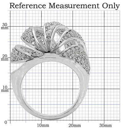 1W019 - Rhodium Brass Ring with AAA Grade CZ in Clear