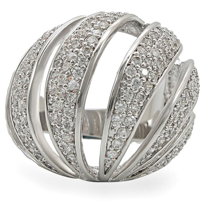 1W019 - Rhodium Brass Ring with AAA Grade CZ in Clear