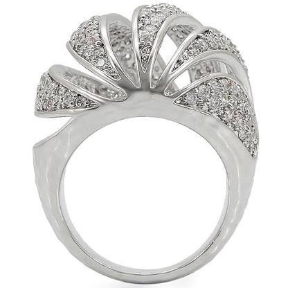 1W019 - Rhodium Brass Ring with AAA Grade CZ in Clear