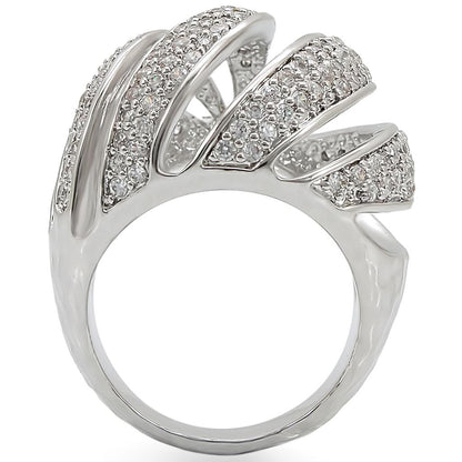 1W019 - Rhodium Brass Ring with AAA Grade CZ in Clear