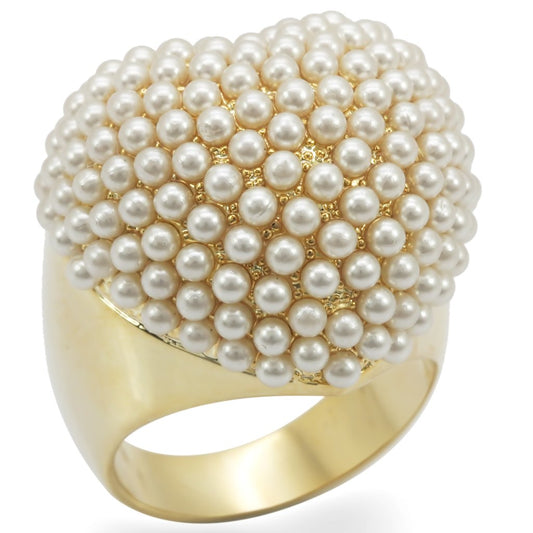 1W058 - Gold Brass Ring with Synthetic in Citrine Yellow
