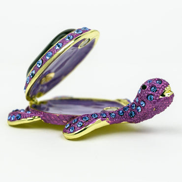 Violet Turtle Decorated with Blue Crystals-1