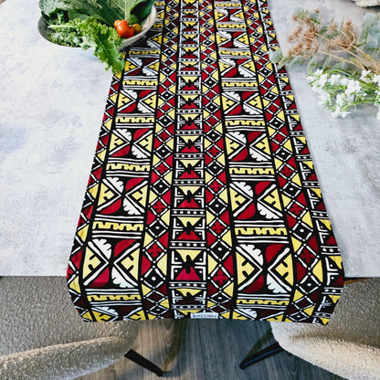Handmade Table Runner 160x35cm | 180x35 | 200x35cm | African Print "Mudcloth" Bogolan Inspired Print Made from 100% African Print Fabric