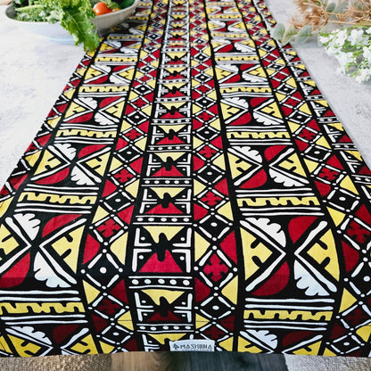 Handmade Table Runner 160x35cm | 180x35 | 200x35cm | African Print "Mudcloth" Bogolan Inspired Print Made from 100% African Print Fabric