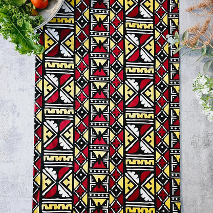 Handmade Table Runner 160x35cm | 180x35 | 200x35cm | African Print "Mudcloth" Bogolan Inspired Print Made from 100% African Print Fabric