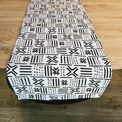 Handmade Table Runner 160x35cm | 180x35 | 200x35cm | African Print "Mudcloth" Bogolan Inspired Print Made from 100% African Print Fabric