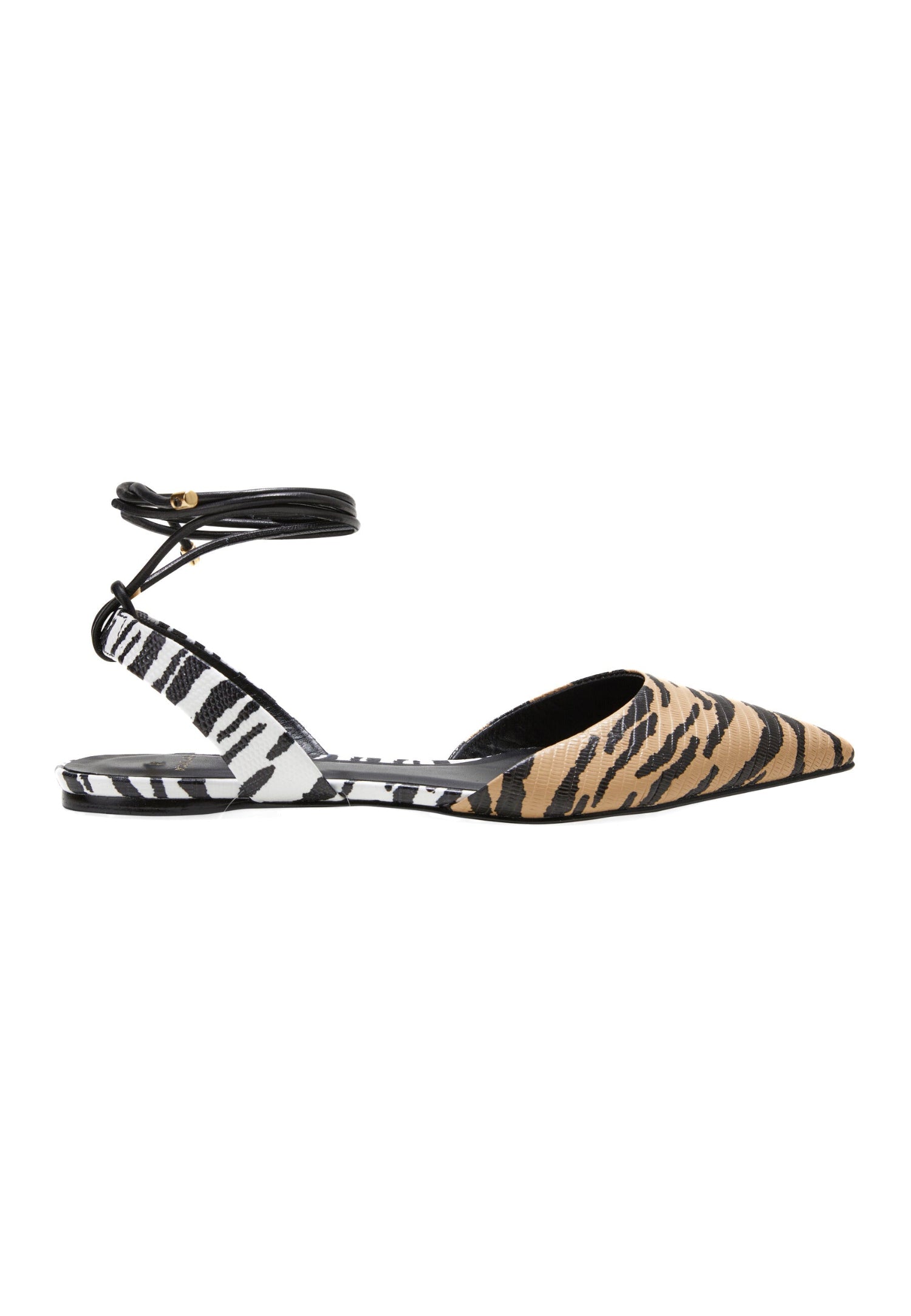 Animal Print Calf Leather Flat Sandals Palmito – Women’s Pointed Toe with Ankle Strap-0