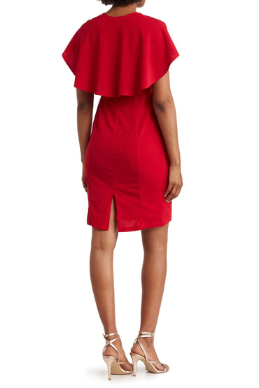 Marina Square Neck Capelet Crepe Dress-1