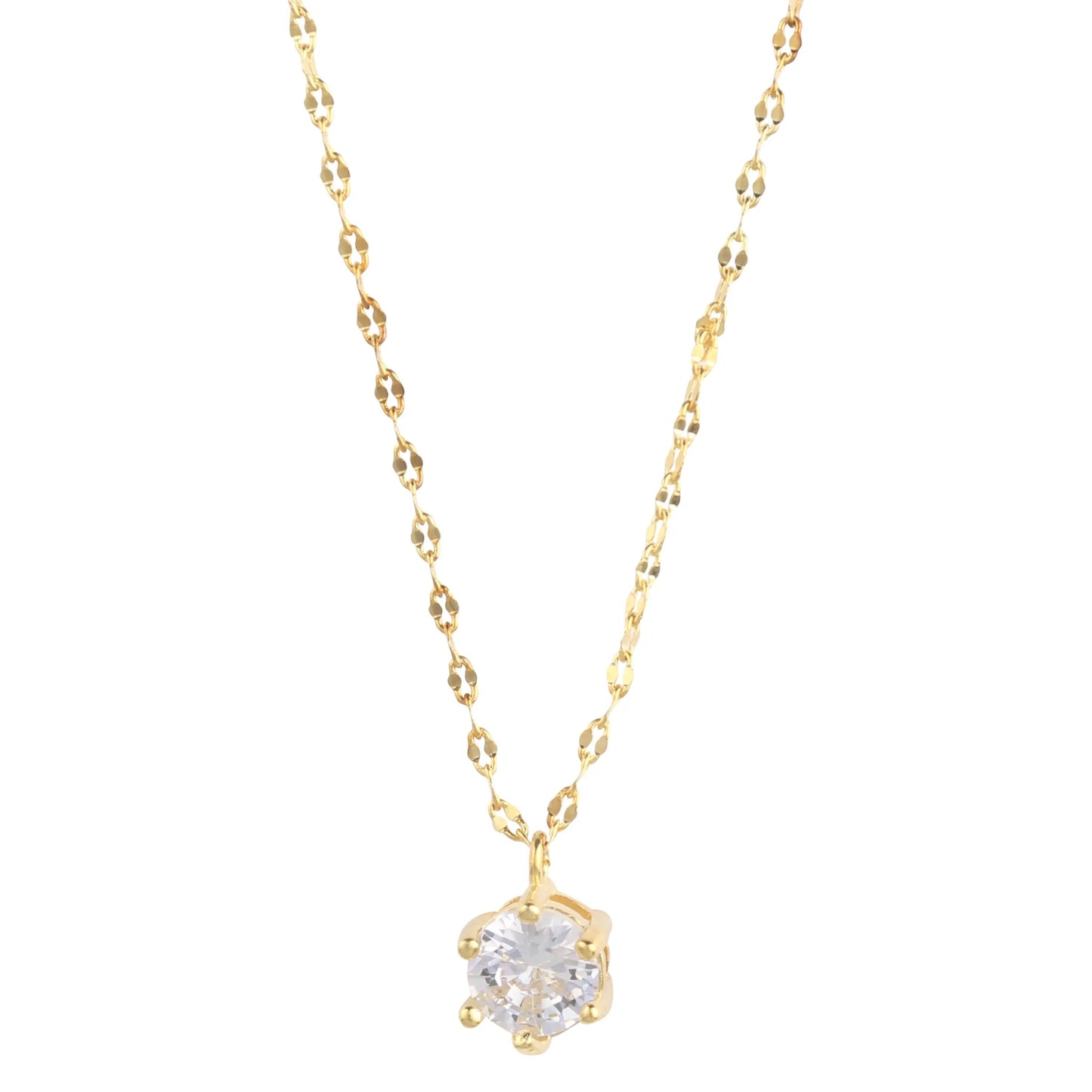 14K Gold Plated Solitaire Necklace-3