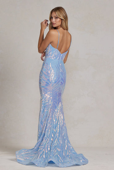 Embroidered Sequins Sweetheart Open Back Mermaid Long Evening Dress NXR1072-1