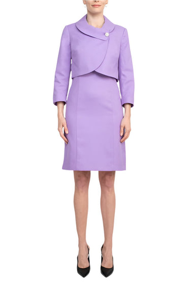 Tahari ASL Scoop Neck Sleeveless Zipper Back With Matching 3/4 Sleeves Jacket-1