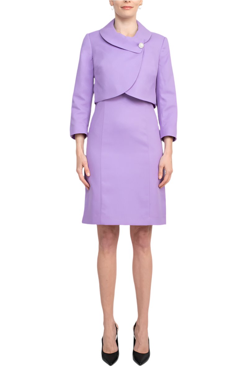 Tahari ASL Scoop Neck Sleeveless Zipper Back With Matching 3/4 Sleeves Jacket-1
