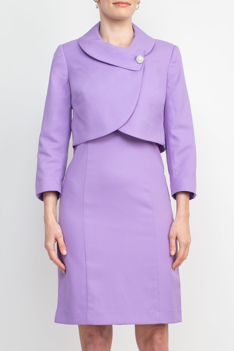 Tahari ASL Scoop Neck Sleeveless Zipper Back With Matching 3/4 Sleeves Jacket-3