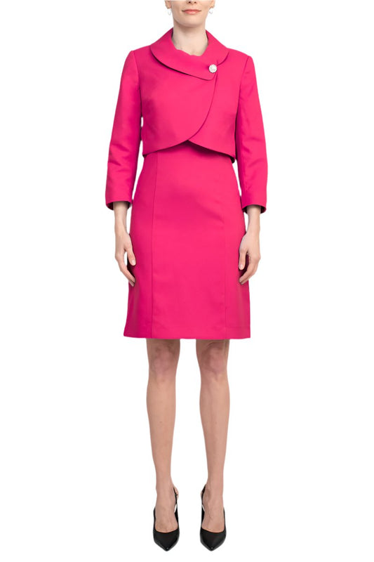 Tahari ASL Scoop Neck Sleeveless Zipper Back With Matching 3/4 Sleeves Jacket-0
