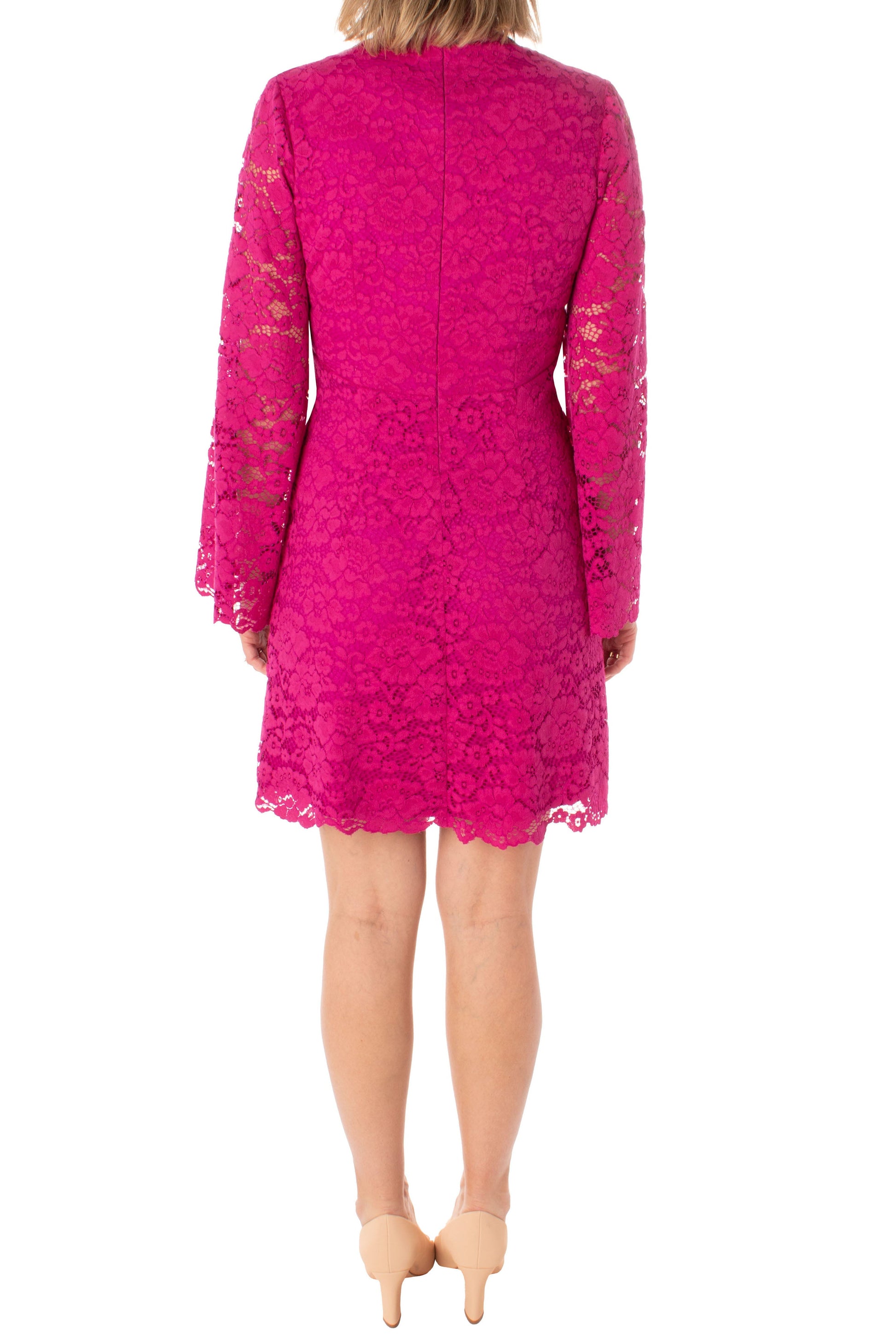 Taylor V-neck long sleeve zipper back floral lace dress