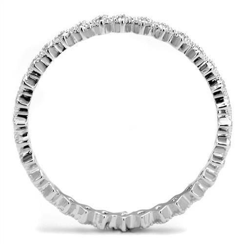 3W1238 - Rhodium Brass Ring with AAA Grade CZ in Clear