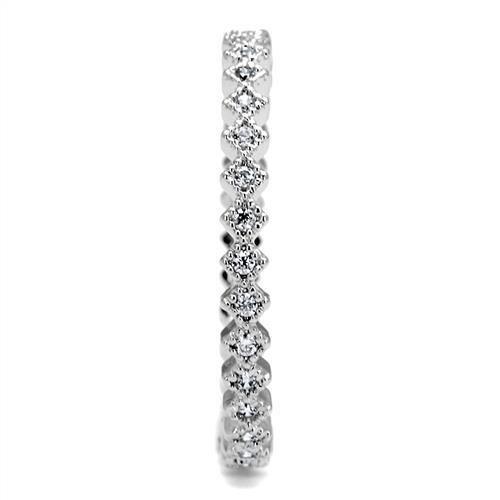 3W1238 - Rhodium Brass Ring with AAA Grade CZ in Clear
