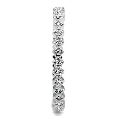 3W1238 - Rhodium Brass Ring with AAA Grade CZ in Clear
