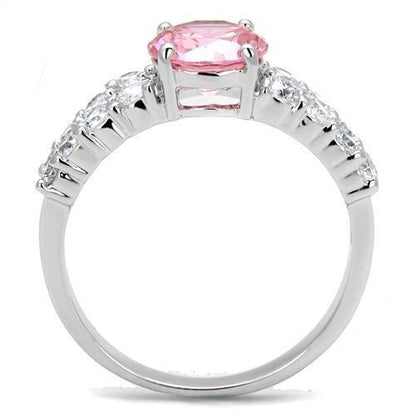 3W1361 - Rhodium Brass Ring with AAA Grade CZ in Rose