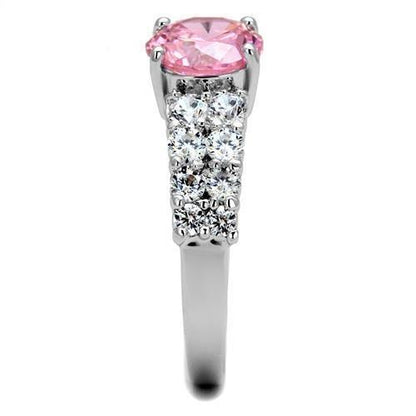 3W1361 - Rhodium Brass Ring with AAA Grade CZ in Rose