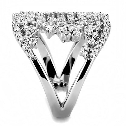 3W1448 - Rhodium Brass Ring with AAA Grade CZ in Clear