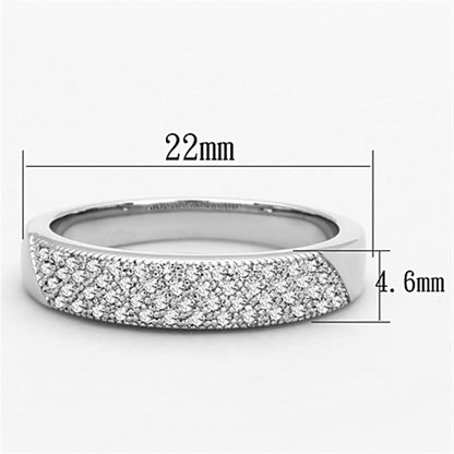 3W482 - Rhodium Brass Ring with AAA Grade CZ in Clear