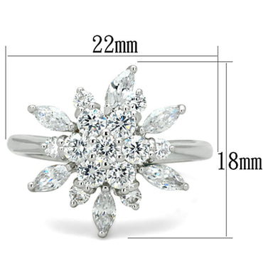 3W725 - Rhodium Brass Ring with AAA Grade CZ in Clear