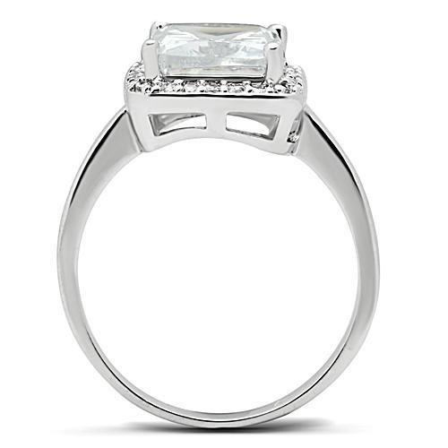 3W144 - Rhodium Brass Ring with AAA Grade CZ in Clear