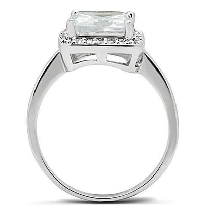 3W144 - Rhodium Brass Ring with AAA Grade CZ in Clear