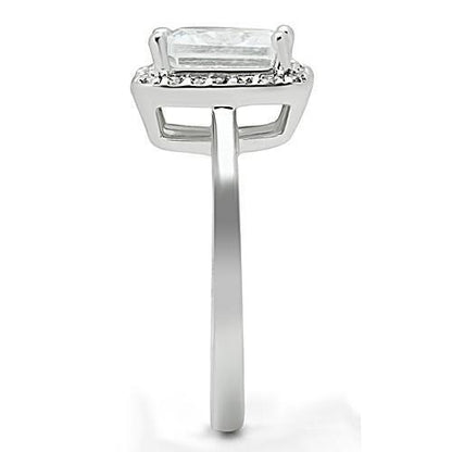 3W144 - Rhodium Brass Ring with AAA Grade CZ in Clear