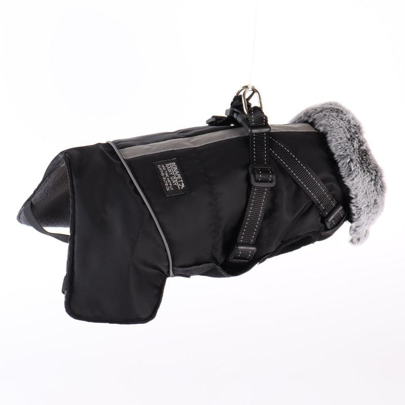 Pet Adventure All-Weather Reflective Jacket With Removable Fur Collar