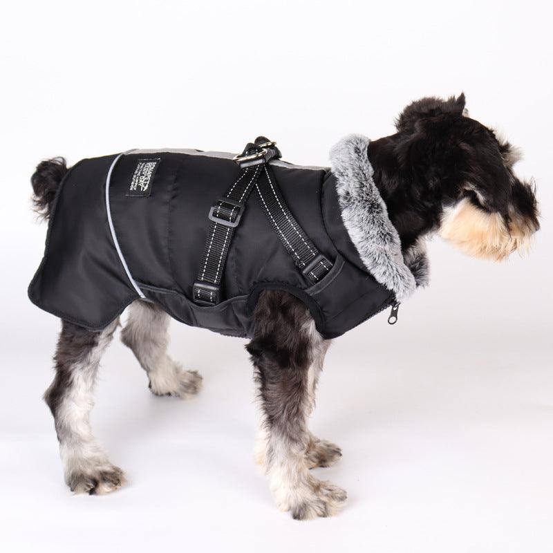 Pet Adventure All-Weather Reflective Jacket With Removable Fur Collar