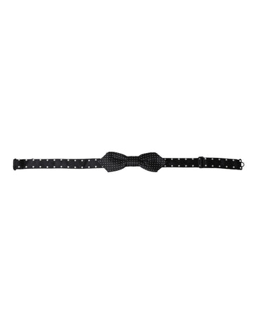 Dolce & Gabbana Black Silk Polka Dot Adjustable Neck Men Papillon Bow Tie