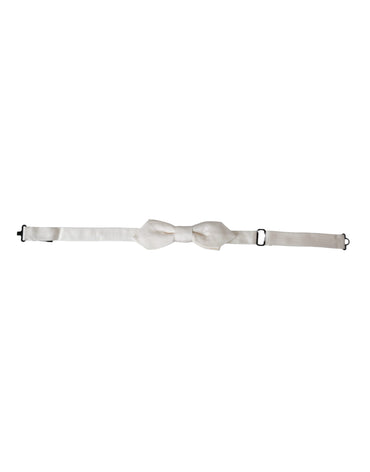 Dolce & Gabbana White Silk Adjustable Neck Men Papillon Bow Tie