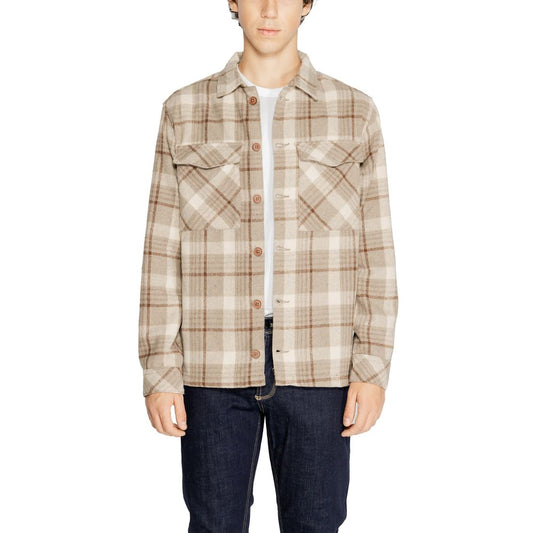 Hamaki-Ho Beige Polyester Pattern Shirt