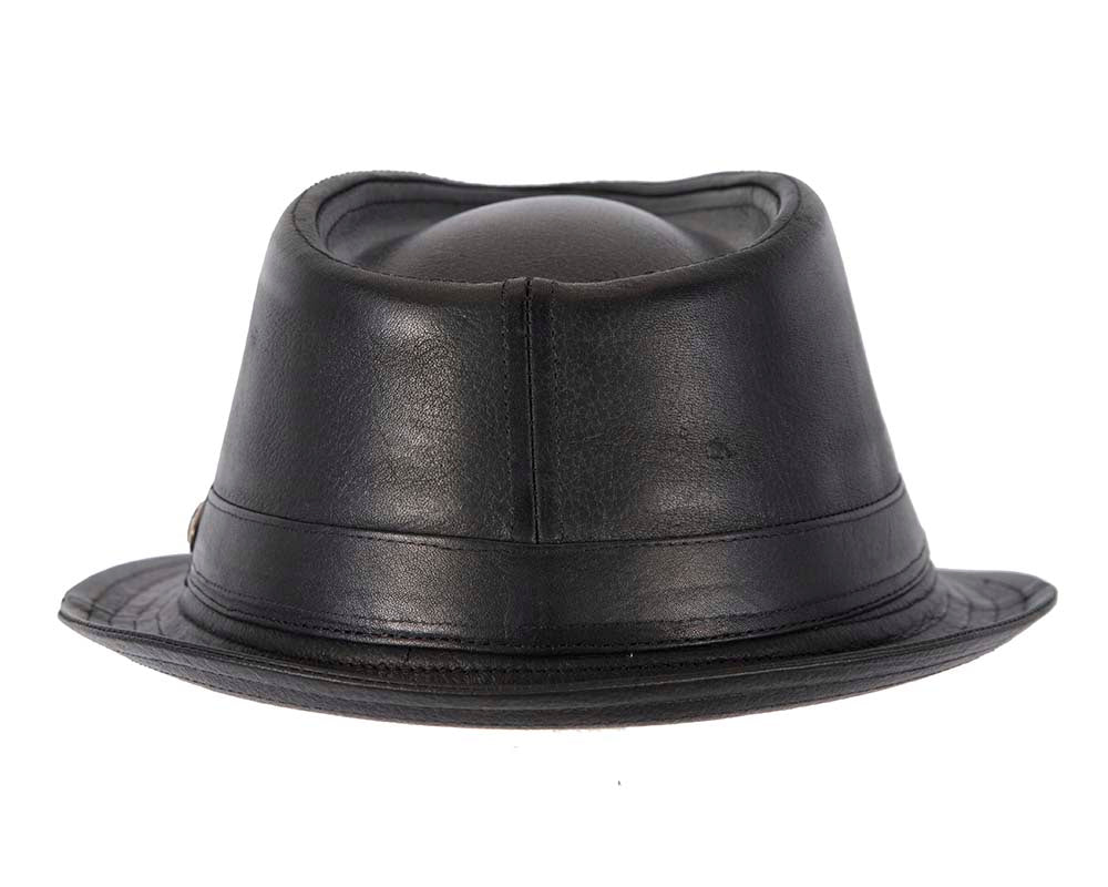 Black Kangaroo Leather Trilby Short Brim Fedora Hat