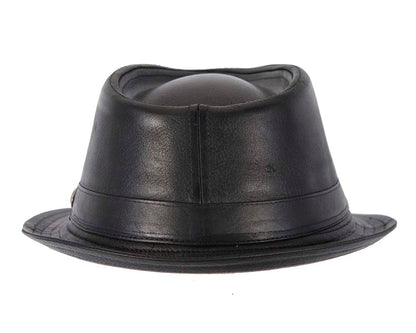 Black Kangaroo Leather Trilby Short Brim Fedora Hat