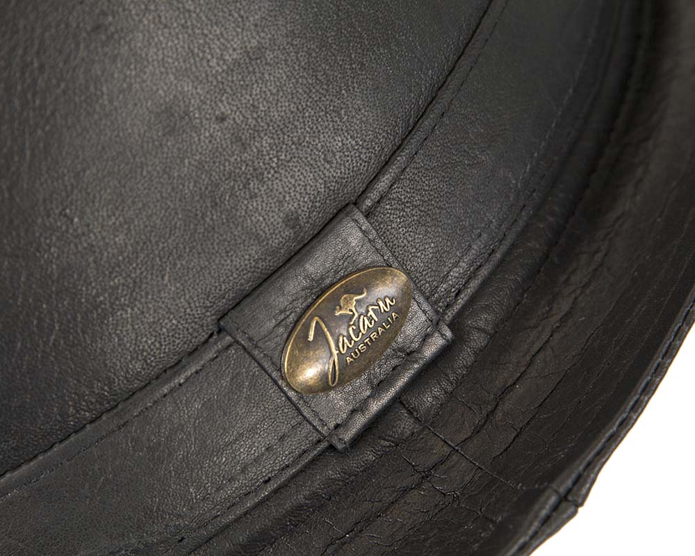 Black Kangaroo Leather Trilby Short Brim Fedora Hat