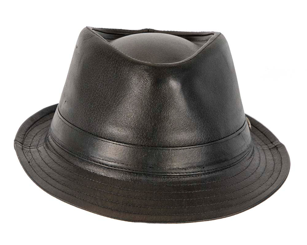 Black Kangaroo Leather Trilby Short Brim Fedora Hat