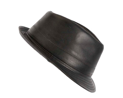 Black Kangaroo Leather Trilby Short Brim Fedora Hat