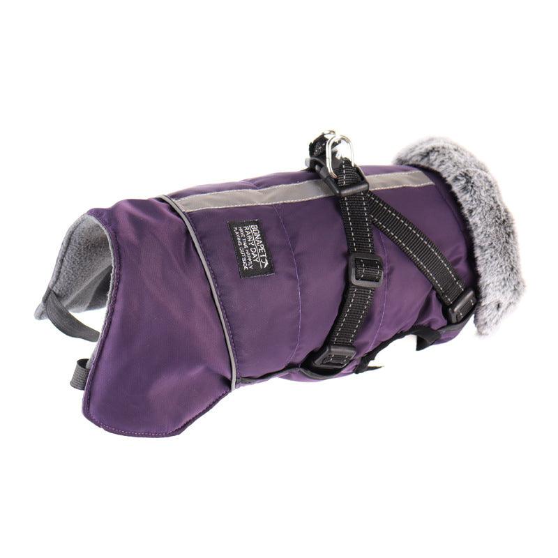 Pet Adventure All-Weather Reflective Jacket With Removable Fur Collar