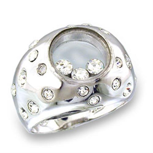 49709 - High-Polished 925 Sterling Silver Ring with Top Grade Crystal  in Clear-0