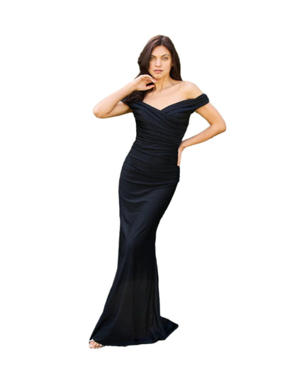 Kos Couture Full-Length Stretch Formal Gown Off Shoulder Dress-0