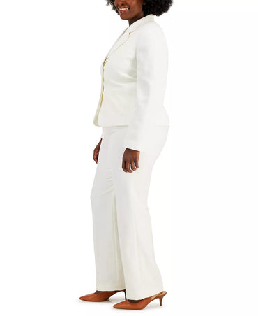 Le Suit One Button Closure Long Sleeve Jacket with Zip Closure Straight Crepe Pant-1