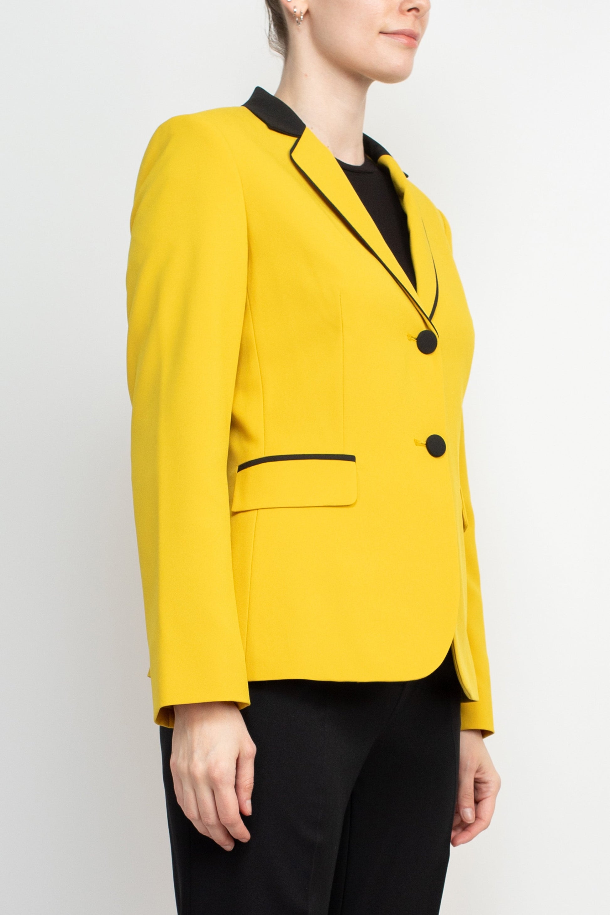 Emily Notched Collar 2 Button Long Sleeve Flap Pockets Pantsuit-2
