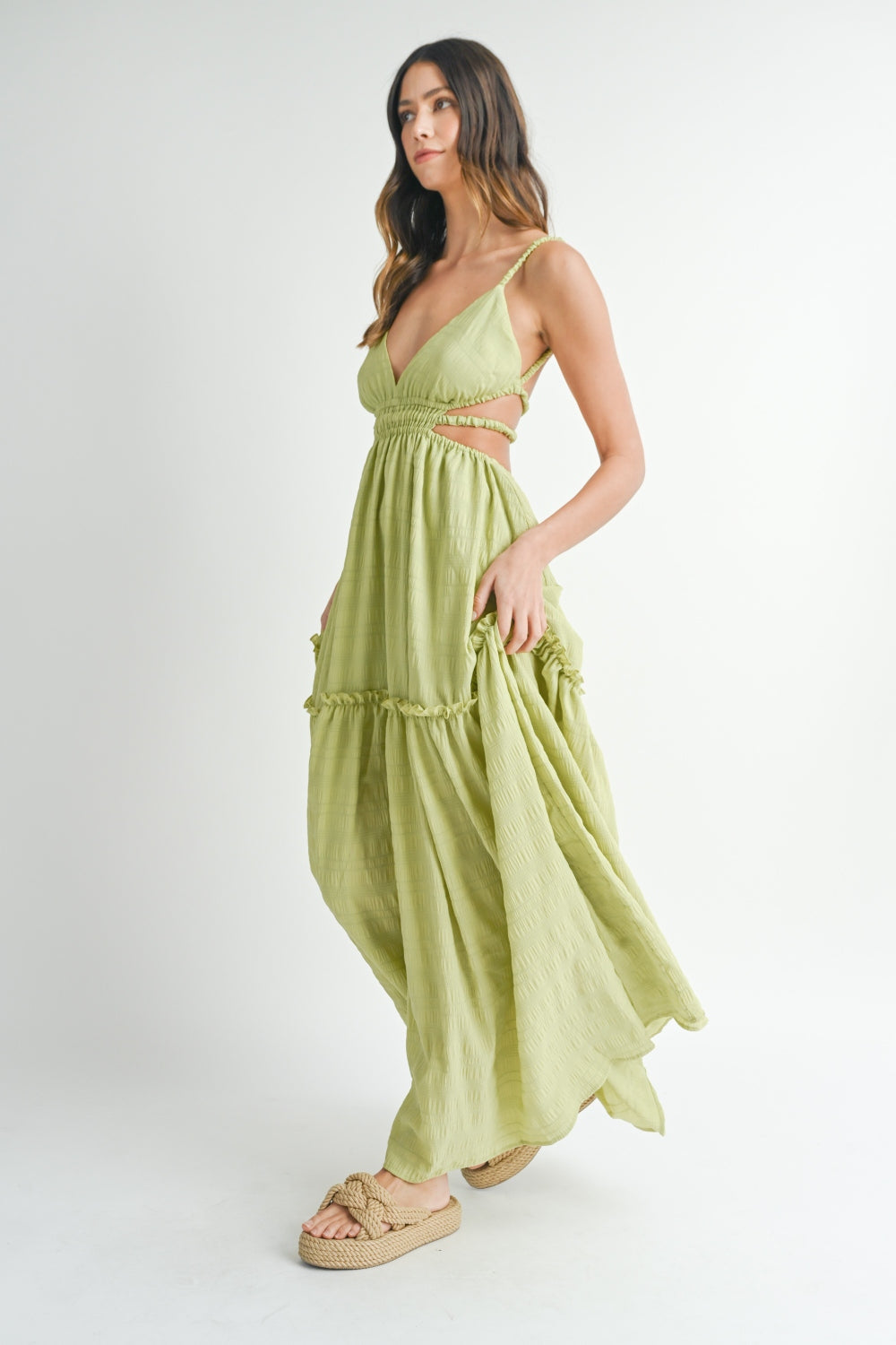MABLE Cutout Waist Backless Maxi Dress-2